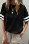 Varsity Striped Patchwork Crew Neck Short Sleeve T Shirt
