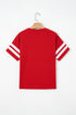 Varsity Striped Patchwork Crew Neck Short Sleeve T Shirt