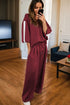 Varsity Striped Pullover Drawstring Wide Leg Pant Set