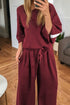 Varsity Striped Pullover Drawstring Wide Leg Pant Set
