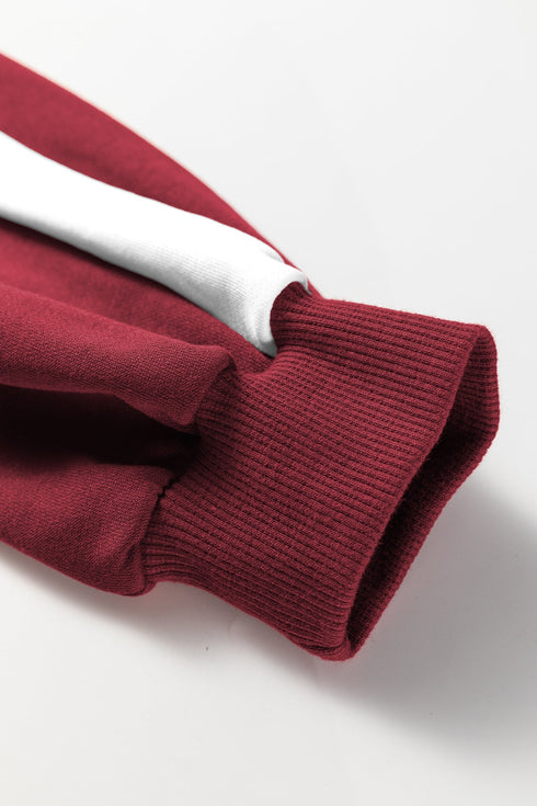 Varsity Striped Pullover Drawstring Wide Leg Pant Set