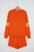 Varsity Striped Sleeve Drop Shoulder Sweatshirt Short Set
