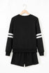 Varsity Striped Sleeve Drop Shoulder Sweatshirt Short Set