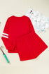 Varsity Striped Sleeve Drop Shoulder Sweatshirt Short Set