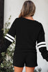 Varsity Striped Sleeve Drop Shoulder Sweatshirt Short Set