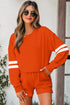 Varsity Striped Sleeve Drop Shoulder Sweatshirt Short Set