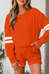 Varsity Striped Sleeve Drop Shoulder Sweatshirt Short Set