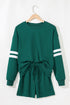 Varsity Striped Sleeve Drop Shoulder Sweatshirt Short Set