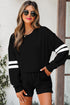 Varsity Striped Sleeve Drop Shoulder Sweatshirt Short Set