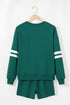 Varsity Striped Sleeve Drop Shoulder Sweatshirt Short Set