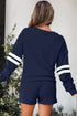 Varsity Striped Sleeve Drop Shoulder Sweatshirt Short Set