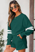 Varsity Striped Sleeve Drop Shoulder Sweatshirt Short Set
