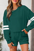 Varsity Striped Sleeve Drop Shoulder Sweatshirt Short Set