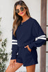 Varsity Striped Sleeve Drop Shoulder Sweatshirt Short Set