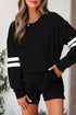 Varsity Striped Sleeve Drop Shoulder Sweatshirt Short Set