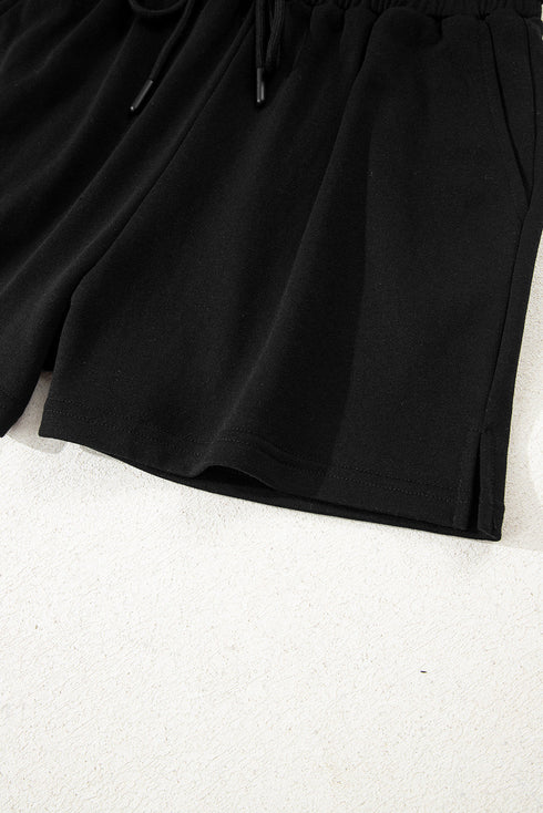 Varsity Striped Sleeve Drop Shoulder Sweatshirt Short Set