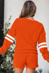 Varsity Striped Sleeve Drop Shoulder Sweatshirt Short Set