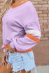 Varsity Striped Sleeve V Neck Relaxed Sweatshirt