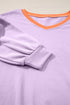 Varsity Striped Sleeve V Neck Relaxed Sweatshirt