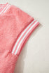 Varsity Striped Trim Patchwork Sherpa Fleece Vest