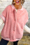 Varsity Striped Trim Patchwork Sherpa Fleece Vest
