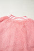 Varsity Striped Trim Patchwork Sherpa Fleece Vest
