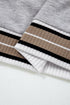Varsity Striped Trim V Neck Long Sleeve Pullover Sweatshirt
