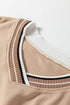 Varsity Striped Trim V Neck Long Sleeve Pullover Sweatshirt