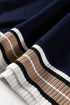Varsity Striped Trim V Neck Long Sleeve Pullover Sweatshirt