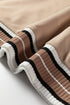 Varsity Striped Trim V Neck Long Sleeve Pullover Sweatshirt