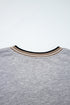 Varsity Striped Trim V Neck Long Sleeve Pullover Sweatshirt
