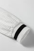 Varsity Striped Trim Waffle Knit V Neck Pullover Top
