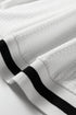 Varsity Striped Trim Waffle Knit V Neck Pullover Top