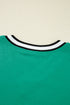 Varsity Striped V Neck Long Sleeve Pocket T Shirt Dress