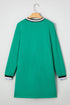 Varsity Striped V Neck Long Sleeve Pocket T Shirt Dress