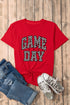 Varsity Style Game Day Checkered Print Graphic T Shirt