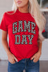 Varsity Style Game Day Checkered Print Graphic T Shirt