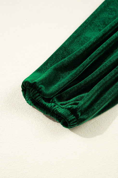 Velvet Bow Detail High Waist A Line Mini Dress