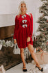 Velvet Bow Detail High Waist A Line Mini Dress