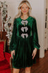 Velvet Bow Detail High Waist A Line Mini Dress