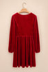 Velvet Bow Detail High Waist A Line Mini Dress