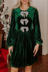 Velvet Bow Detail High Waist A Line Mini Dress