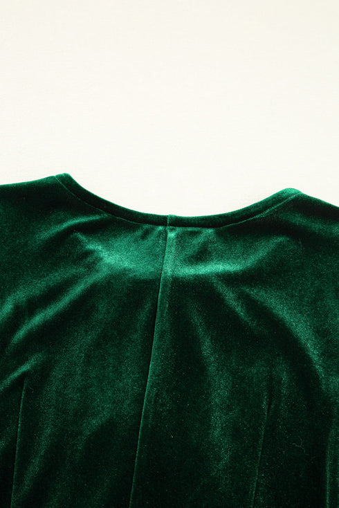 Velvet Bow Detail High Waist A Line Mini Dress