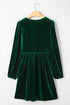 Velvet Bow Detail High Waist A Line Mini Dress