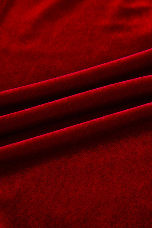 Velvet Bow Detail High Waist A Line Mini Dress