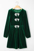 Velvet Bow Detail High Waist A Line Mini Dress