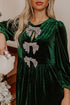 Velvet Bow Detail High Waist A Line Mini Dress