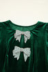 Velvet Bow Detail High Waist A Line Mini Dress