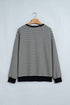 Velvet Bow Pattern Striped Dropped Shoulder Loose Sweatshirt