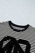Velvet Bow Pattern Striped Dropped Shoulder Loose Sweatshirt